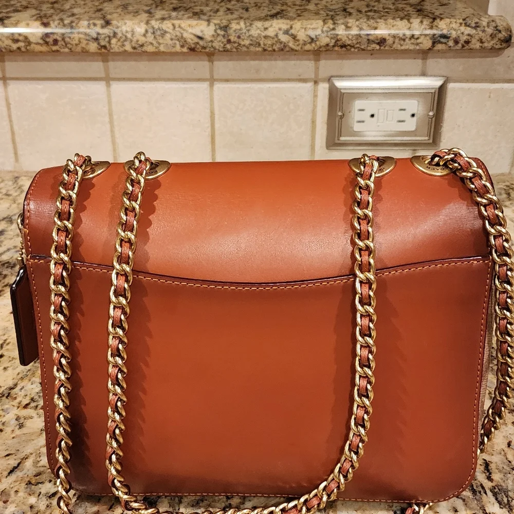 Coach Tea Rose And Signature Shoulder Handbag - Picture 3 of 7